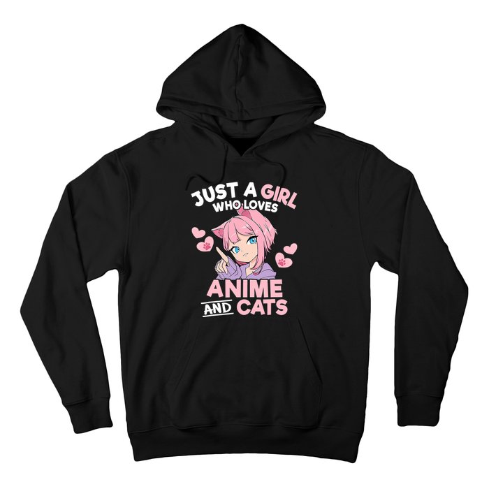 Just A Who Loves Anime And Cats Cute Otaku Manga Hoodie