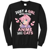 Just A Who Loves Anime And Cats Cute Otaku Manga Sweatshirt