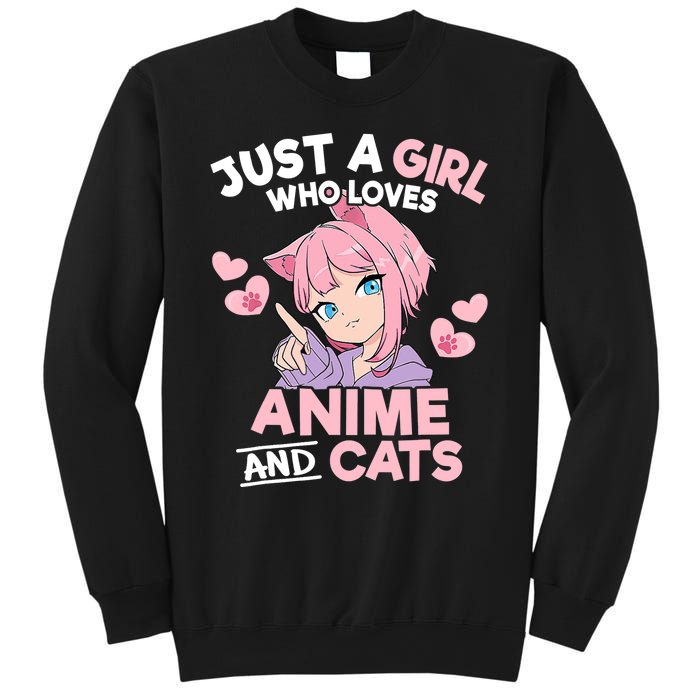 Just A Who Loves Anime And Cats Cute Otaku Manga Sweatshirt