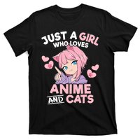 Just A Who Loves Anime And Cats Cute Otaku Manga T-Shirt