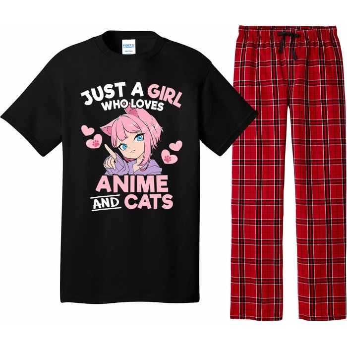 Just A Who Loves Anime And Cats Cute Otaku Manga Pajama Set