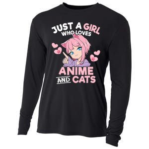 Just A Who Loves Anime And Cats Cute Otaku Manga Cooling Performance Long Sleeve Crew