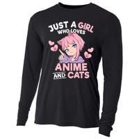 Just A Who Loves Anime And Cats Cute Otaku Manga Cooling Performance Long Sleeve Crew