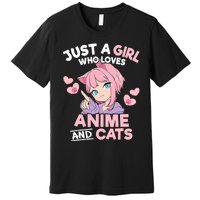 Just A Who Loves Anime And Cats Cute Otaku Manga Premium T-Shirt