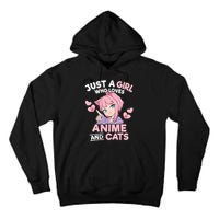 Just A Who Loves Anime And Cats Cute Otaku Manga Tall Hoodie