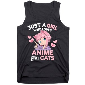 Just A Who Loves Anime And Cats Cute Otaku Manga Tank Top