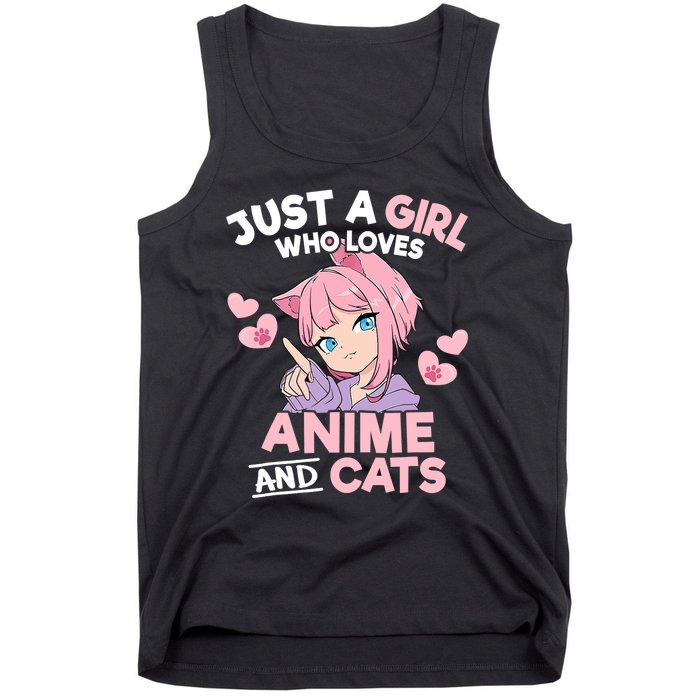 Just A Who Loves Anime And Cats Cute Otaku Manga Tank Top