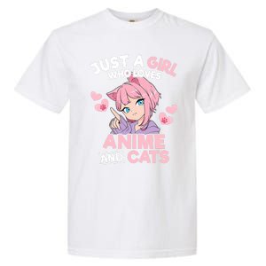 Just A Who Loves Anime And Cats Cute Otaku Manga Garment-Dyed Heavyweight T-Shirt