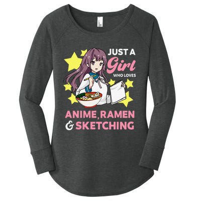 Just A  Who Loves Anime Ra and Sketching Drawing Art Women's Perfect Tri Tunic Long Sleeve Shirt