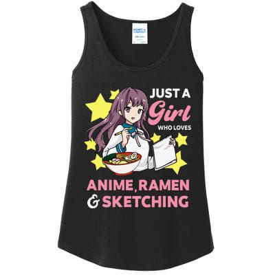 Just A  Who Loves Anime Ra and Sketching Drawing Art Ladies Essential Tank