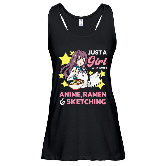 Just A  Who Loves Anime Ra and Sketching Drawing Art Ladies Essential Flowy Tank