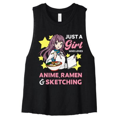 Just A  Who Loves Anime Ra and Sketching Drawing Art Women's Racerback Cropped Tank