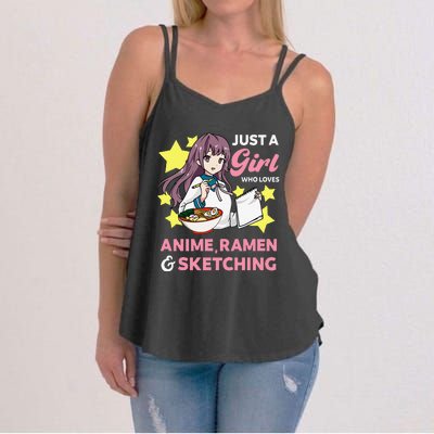 Just A  Who Loves Anime Ra and Sketching Drawing Art Women's Strappy Tank