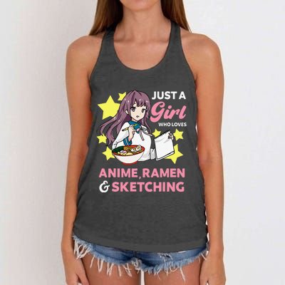 Just A  Who Loves Anime Ra and Sketching Drawing Art Women's Knotted Racerback Tank