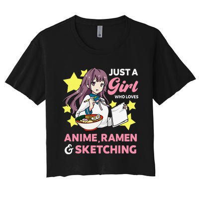 Just A  Who Loves Anime Ra and Sketching Drawing Art Women's Crop Top Tee