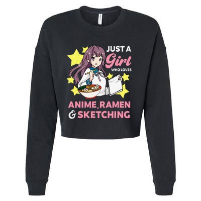 Just A  Who Loves Anime Ra and Sketching Drawing Art Cropped Pullover Crew