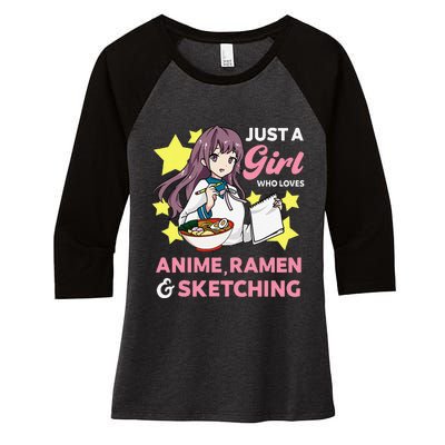 Just A  Who Loves Anime Ra and Sketching Drawing Art Women's Tri-Blend 3/4-Sleeve Raglan Shirt