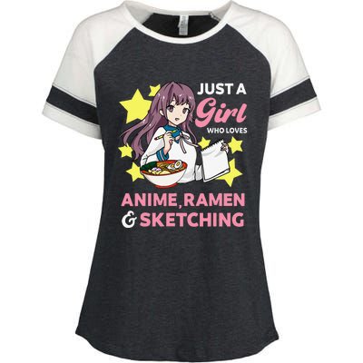 Just A  Who Loves Anime Ra and Sketching Drawing Art Enza Ladies Jersey Colorblock Tee