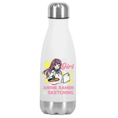 Just A  Who Loves Anime Ra and Sketching Drawing Art Stainless Steel Insulated Water Bottle