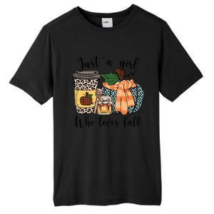 Just A Who Loves Fall Pumpin Spice Latte Cute Autumn Gift Tall Fusion ChromaSoft Performance T-Shirt