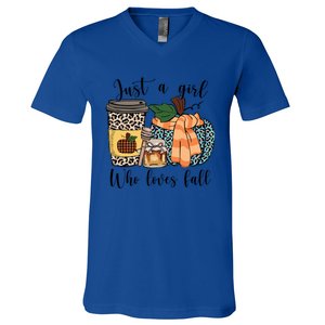 Just A Who Loves Fall Pumpin Spice Latte Cute Autumn Gift V-Neck T-Shirt