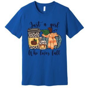 Just A Who Loves Fall Pumpin Spice Latte Cute Autumn Gift Premium T-Shirt