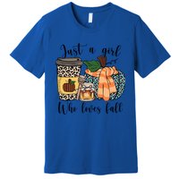 Just A Who Loves Fall Pumpin Spice Latte Cute Autumn Gift Premium T-Shirt