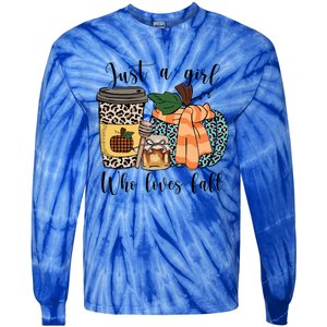 Just A Who Loves Fall Pumpin Spice Latte Cute Autumn Gift Tie-Dye Long Sleeve Shirt