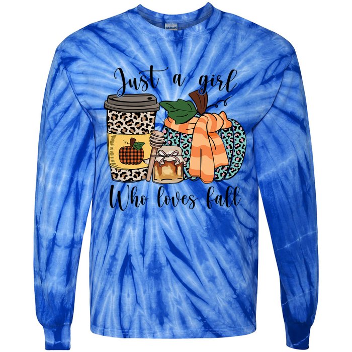 Just A Who Loves Fall Pumpin Spice Latte Cute Autumn Gift Tie-Dye Long Sleeve Shirt