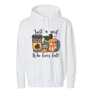 Just A Who Loves Fall Pumpin Spice Latte Cute Autumn Gift Garment-Dyed Fleece Hoodie