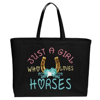 Just A Who Loves Horses Riding Cow Outfits Ns Gift Cotton Canvas Jumbo Tote