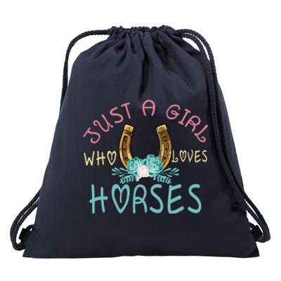 Just A Who Loves Horses Riding Cow Outfits Ns Gift Drawstring Bag