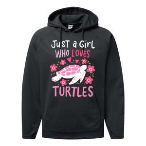 Just a Who Loves Turtles Turtle Gift Performance Fleece Hoodie