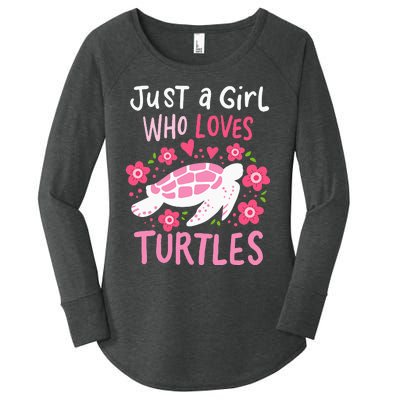 Just a Who Loves Turtles Turtle Gift Women's Perfect Tri Tunic Long Sleeve Shirt