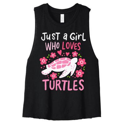 Just a Who Loves Turtles Turtle Gift Women's Racerback Cropped Tank