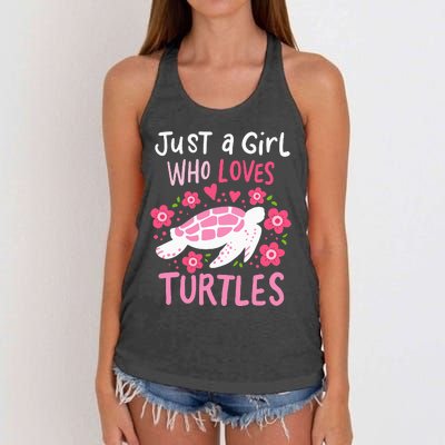 Just a Who Loves Turtles Turtle Gift Women's Knotted Racerback Tank