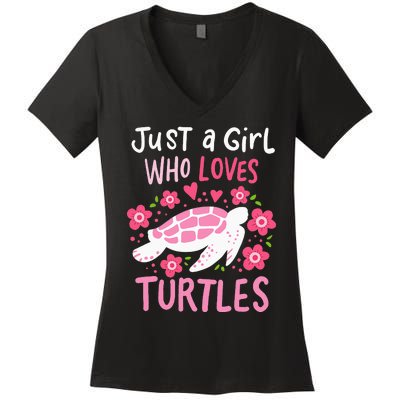 Just a Who Loves Turtles Turtle Gift Women's V-Neck T-Shirt