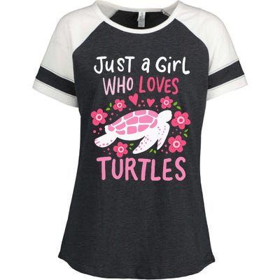 Just a Who Loves Turtles Turtle Gift Enza Ladies Jersey Colorblock Tee