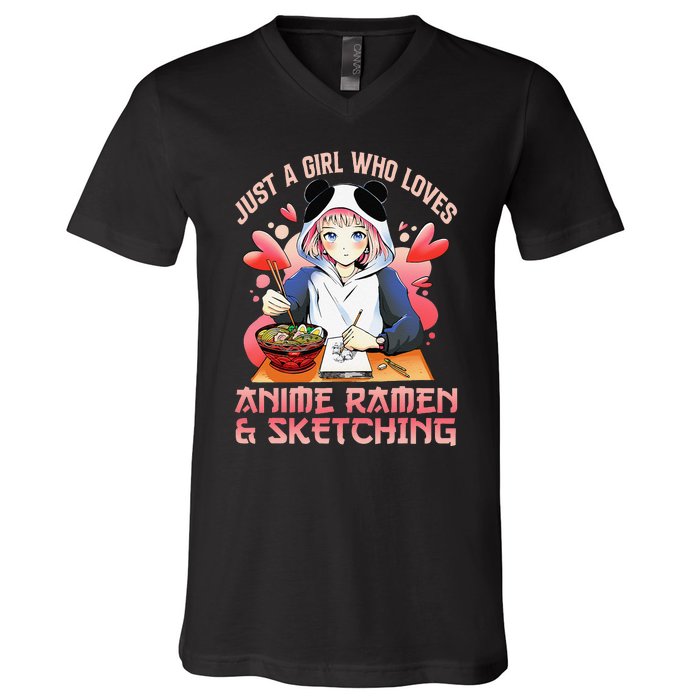 Just A  Who Loves Anime Ra And Sketching Japan Anime V-Neck T-Shirt