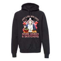 Just A  Who Loves Anime Ra And Sketching Japan Anime Premium Hoodie