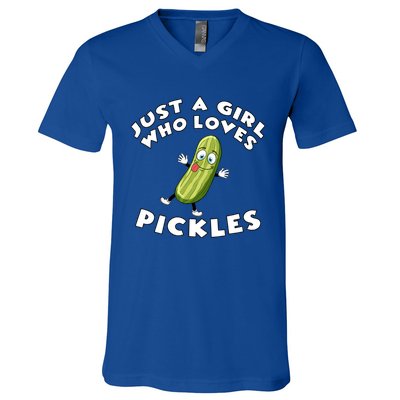 Just A Who Loves Pickles Cool Gift Pickle Lover's Gift V-Neck T-Shirt