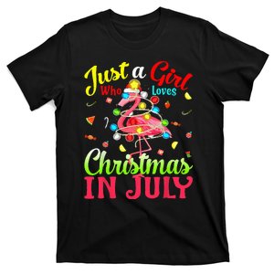 Just A Who Loves Christmas In July Flamingo T-Shirt