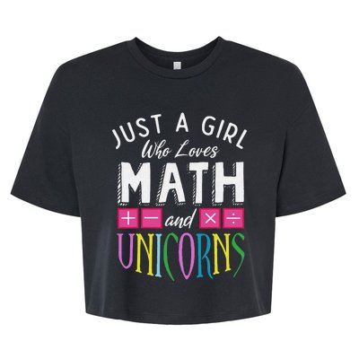 Just a  who loves Math & Unicorns Funny Mathematics Bella+Canvas Jersey Crop Tee