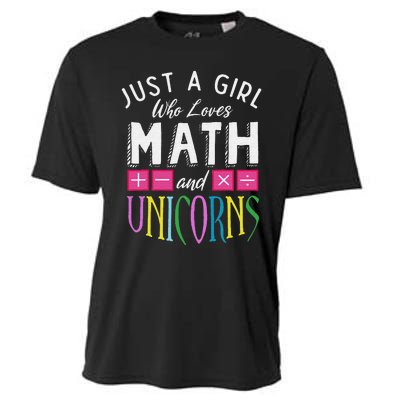 Just a  who loves Math & Unicorns Funny Mathematics Cooling Performance Crew T-Shirt