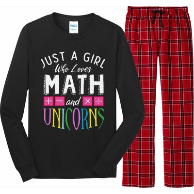 Just a  who loves Math & Unicorns Funny Mathematics Long Sleeve Pajama Set