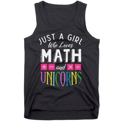 Just a  who loves Math & Unicorns Funny Mathematics Tank Top