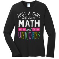 Just a  who loves Math & Unicorns Funny Mathematics Ladies Long Sleeve Shirt