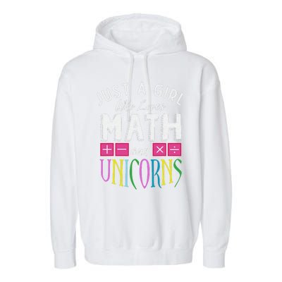 Just a  who loves Math & Unicorns Funny Mathematics Garment-Dyed Fleece Hoodie