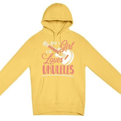 Just A Who Loves Ukuleles Ukulele Gift Premium Pullover Hoodie