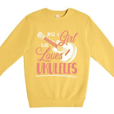 Just A Who Loves Ukuleles Ukulele Gift Premium Crewneck Sweatshirt